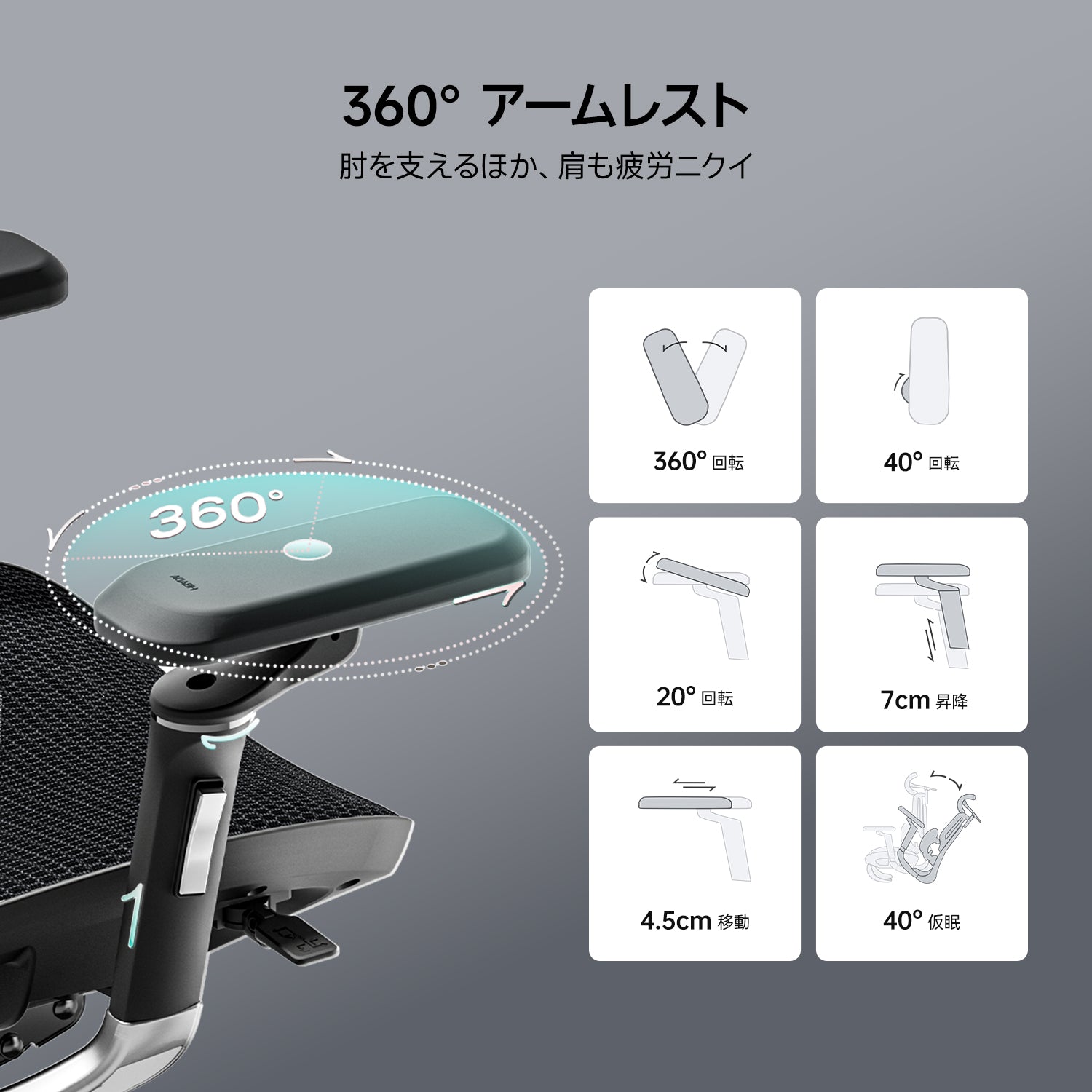 ハイバックデスクチェアの背面調整機能