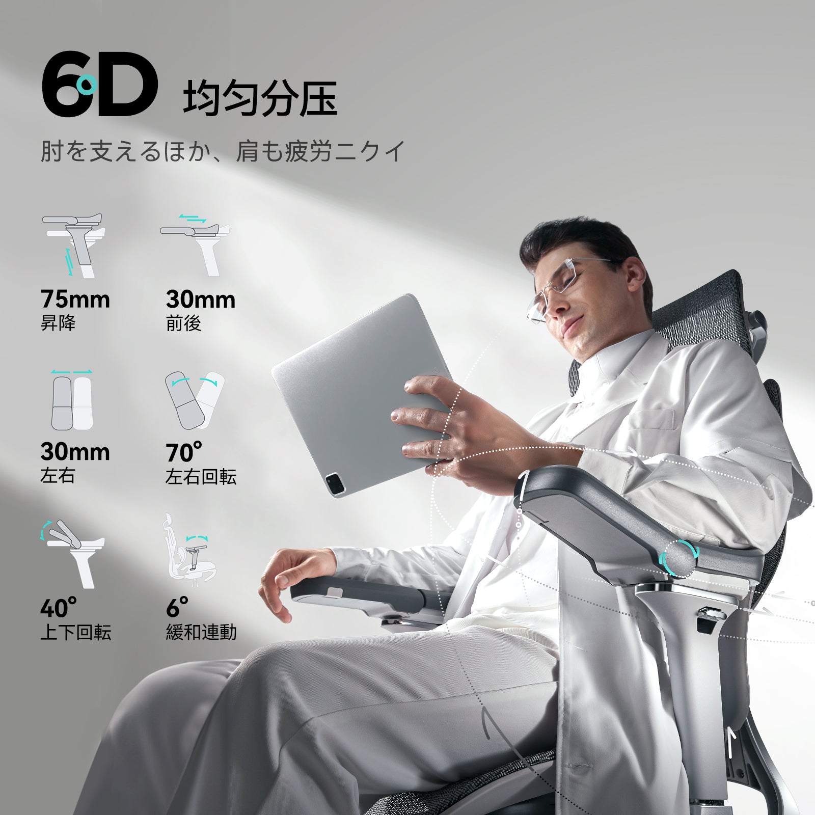 HBADA E3 Proの調整可能なランバーサポート